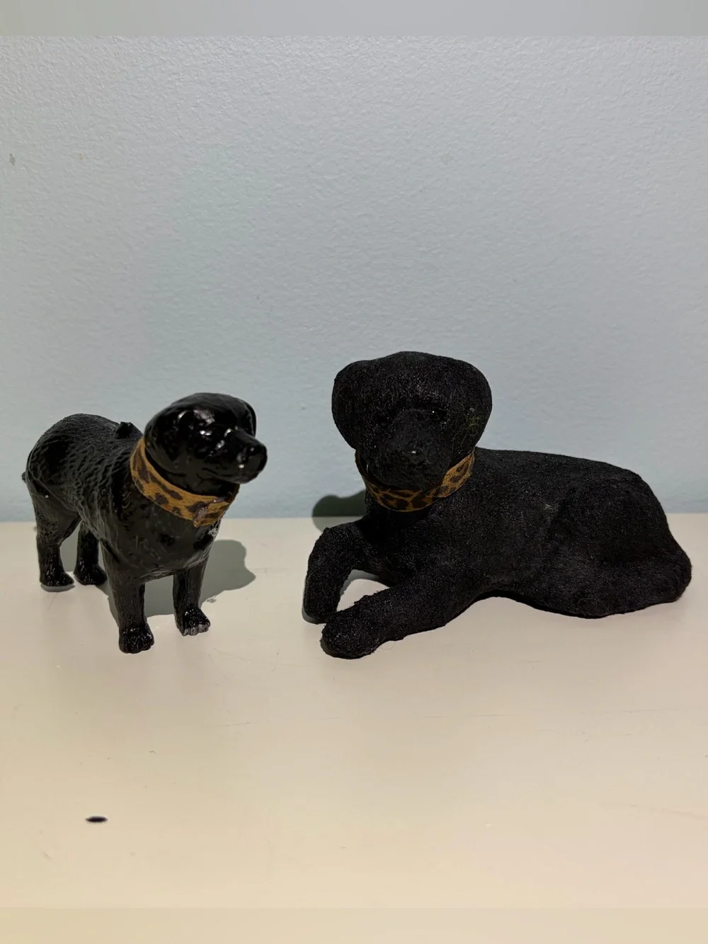 Set of Two Black Labrador Retriever Pet Dog Toy Figurines For 11” Dolls